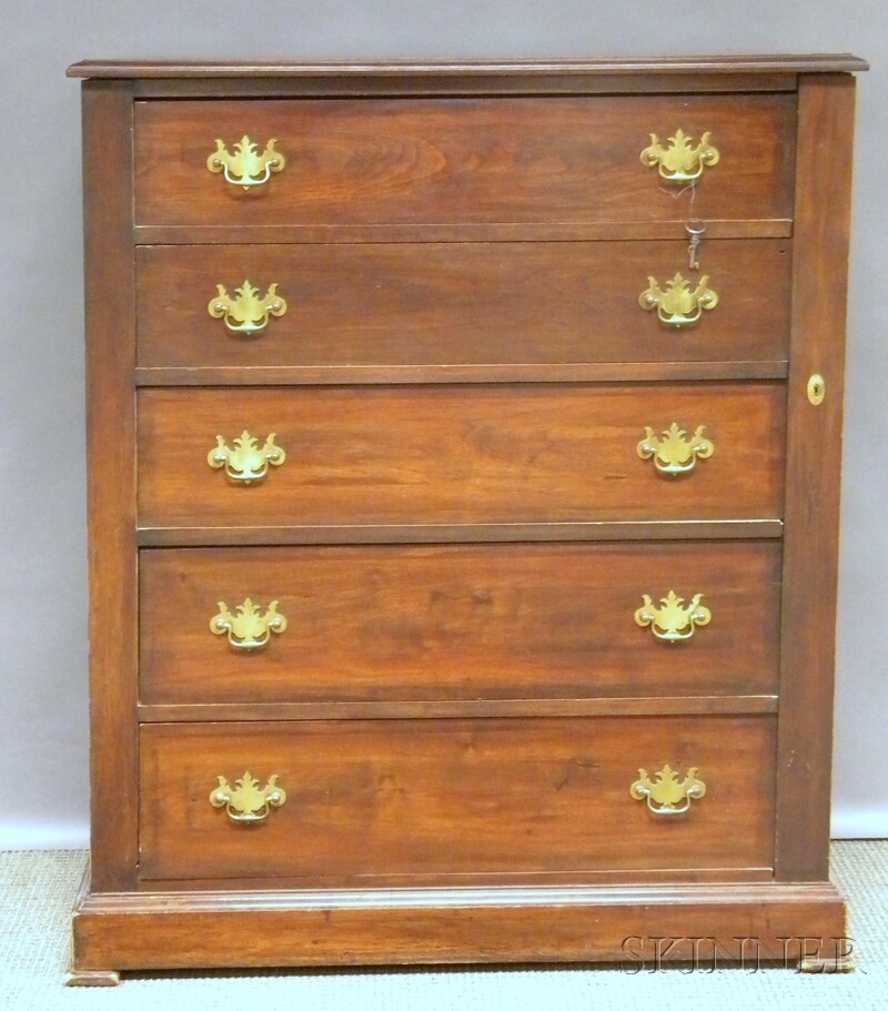 Appraisal: Late Victorian Walnut Five-drawer Lock-end Tall Chest ht wd dp