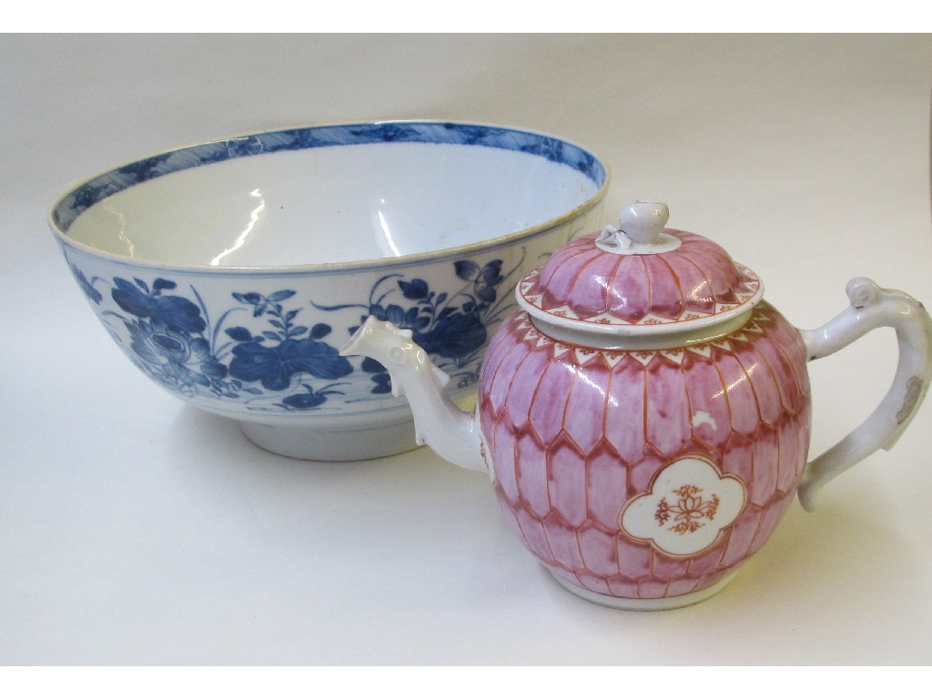 Appraisal: A Chinese export famille rose and globular teapot and cover