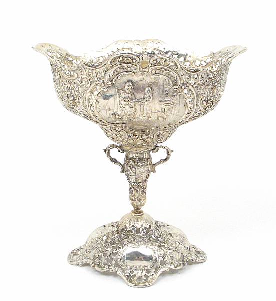 Appraisal: A German standard reticulated compote lacking glass liner Height in