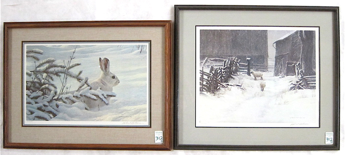 Appraisal: ROBERT BATEMAN TWO COLOR LITHOGRAPHS Canadian born Winter Snowshoe Hare