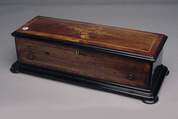 Appraisal: A French inlaid walnut music box height in length in