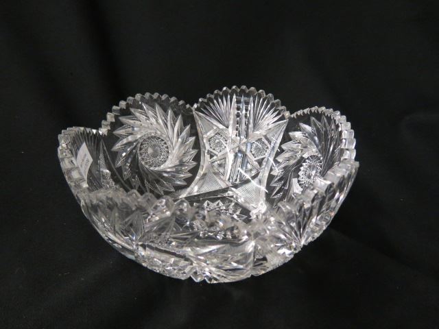 Appraisal: Cut Glass Bowl large swirling pinwheels and fancy designs diameter