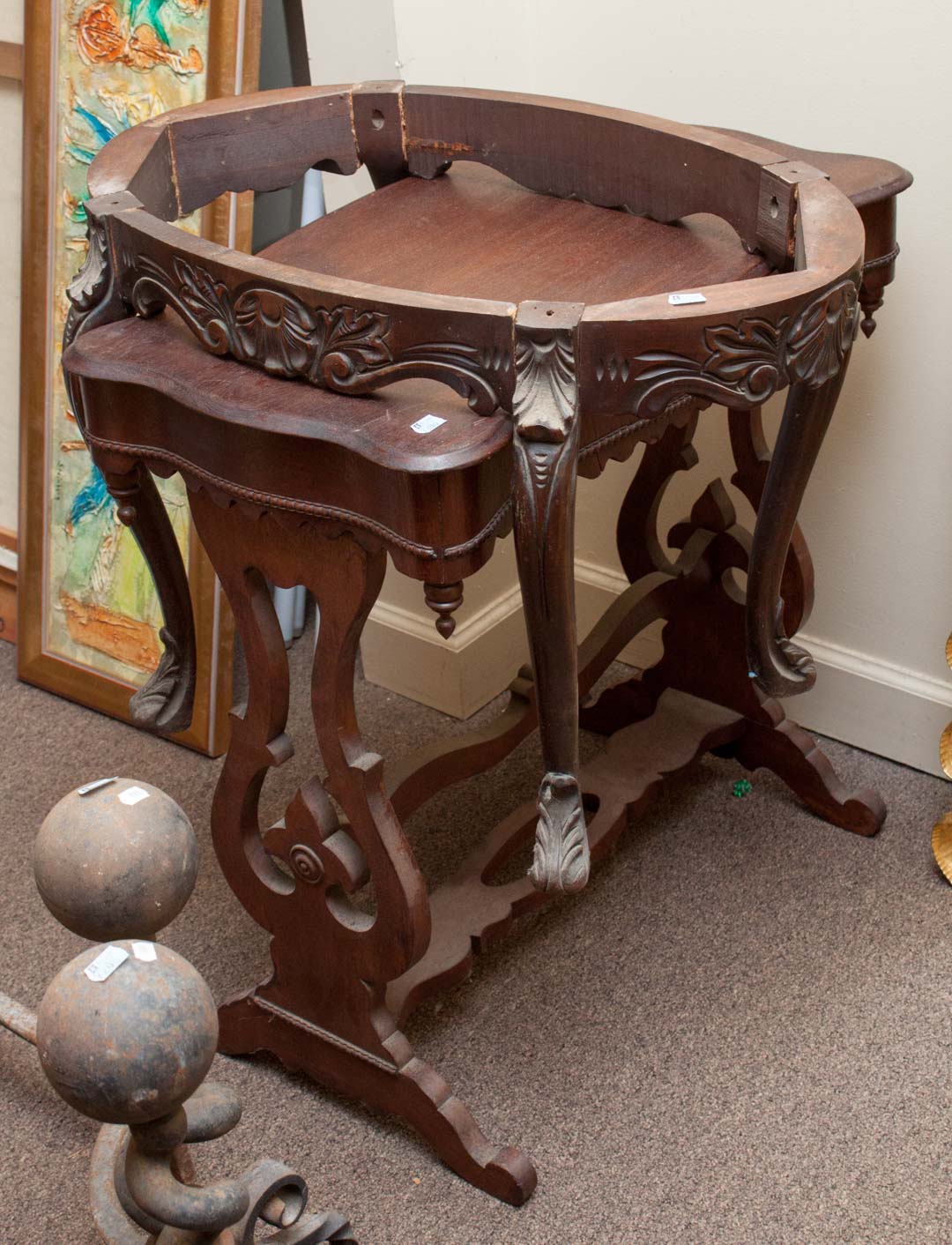 Appraisal: Two pieces of furniture including Victorian walnut table and a