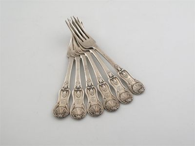 Appraisal: A set of six George III Scottish table forks a