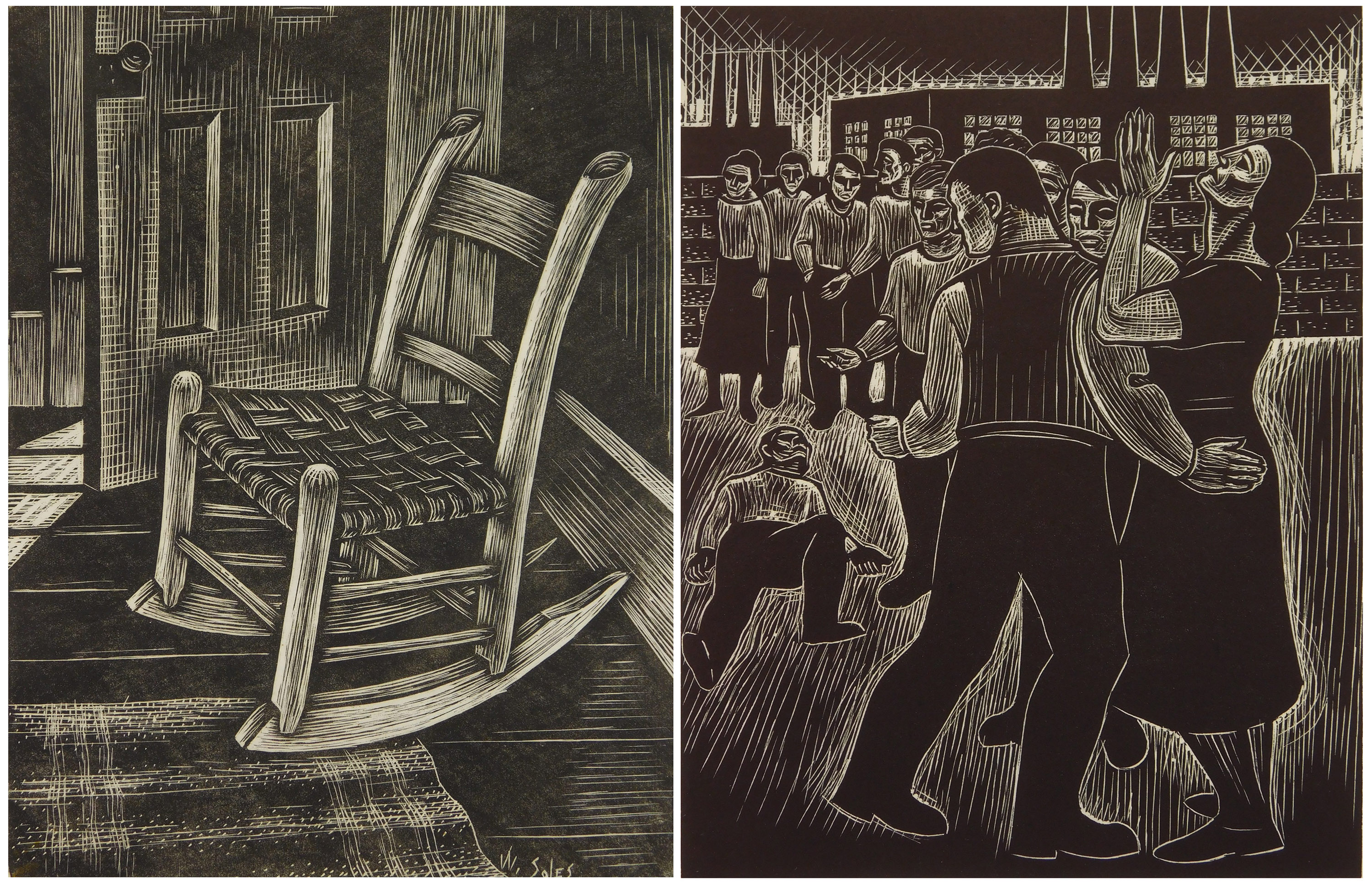 Appraisal: William Soles - ''Slave Market''- woodcut signed and titled in