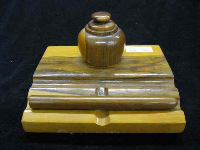 Appraisal: Carved Wooden Inkstand '' x ''