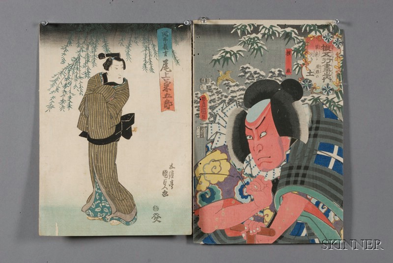 Appraisal: Ten Japanese Woodblock Prints including two diptychs by Kunisada a