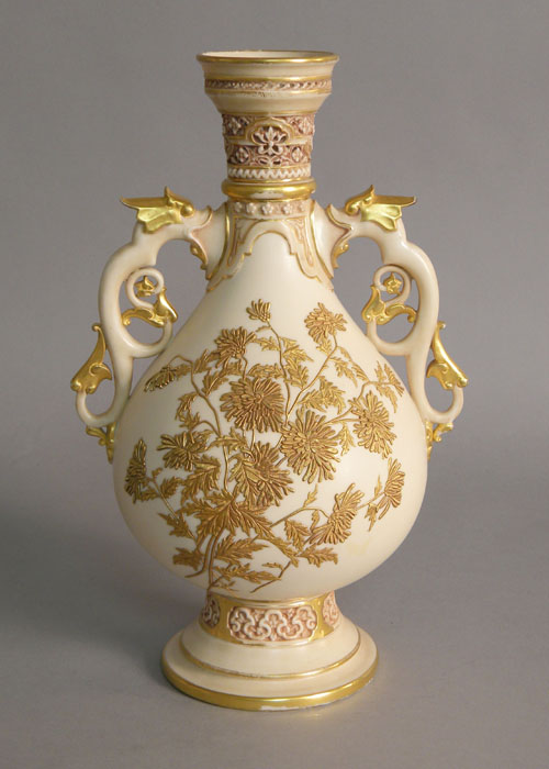 Appraisal: Royal Worcester baluster vase with griffin handles and raised gilt