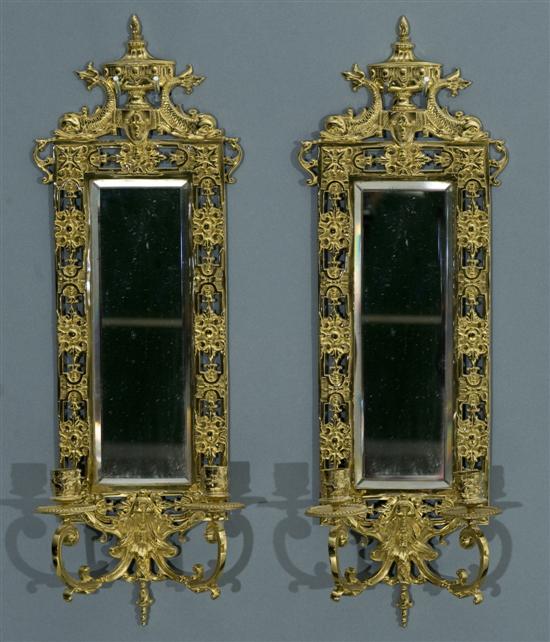 Appraisal: Pair of Bradley and Hubbard mirrored double wall sconces c