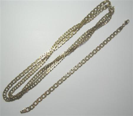 Appraisal: A ct gold fancy link bracelet and necklace suite with