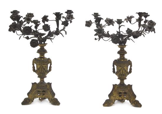 Appraisal: Sale Lot A Pair of Neoclassical Bronze Five-Light Candelabra th