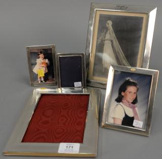 Appraisal: Group of five sterling picture frames one marked Tiffany Co