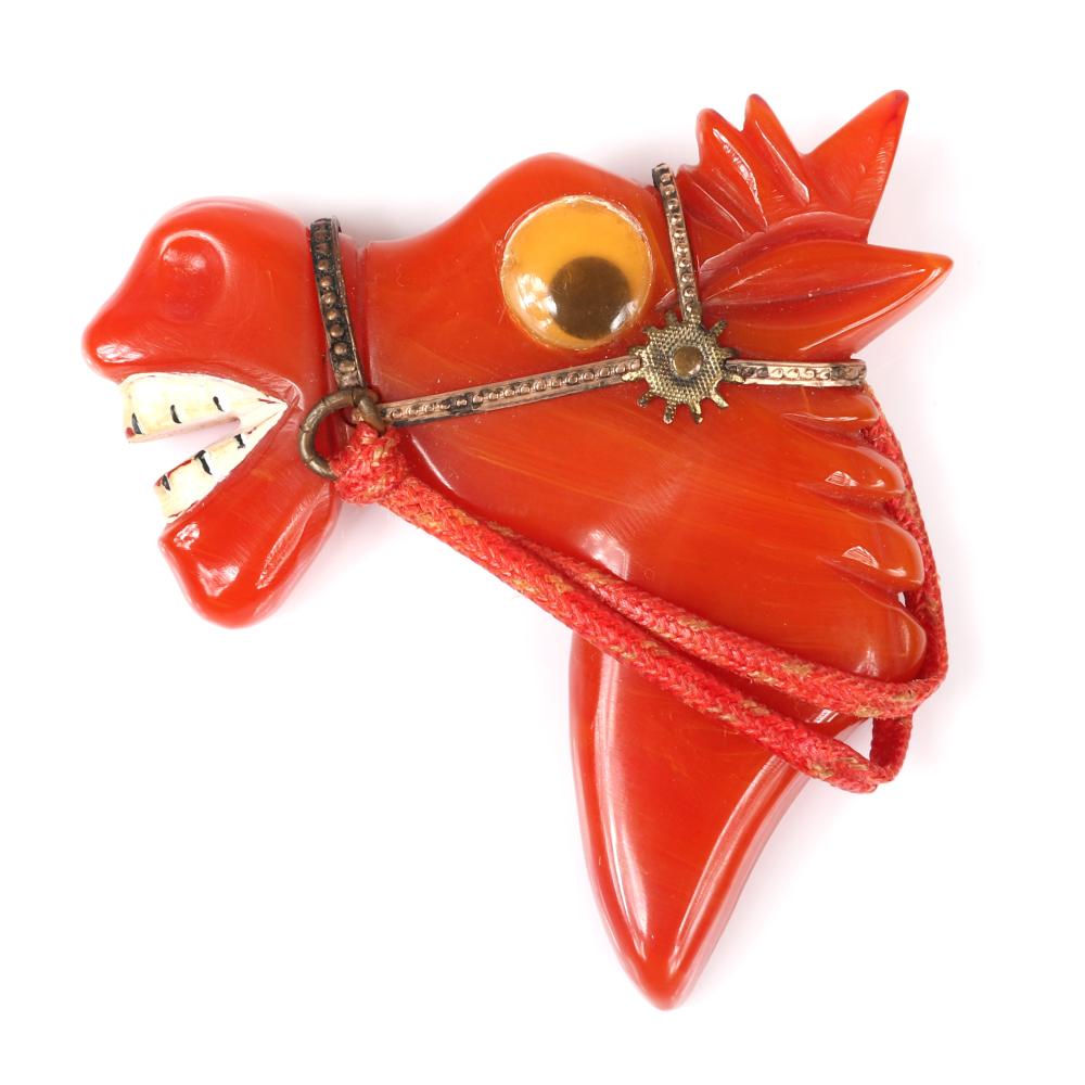 Appraisal: BAKELITE CARVED AND PAINTED LAUGHING GOOGLY EYE HORSE HEAD PIN