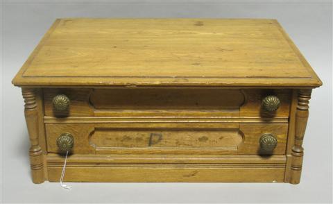 Appraisal: AMERICAN TWO DRAWER SPOOL BOX Rectangular top above two drawers