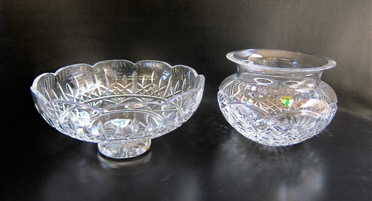 Appraisal: WATERFORD CUT CRYSTAL FOOTED BOWL AND VASE two pieces the