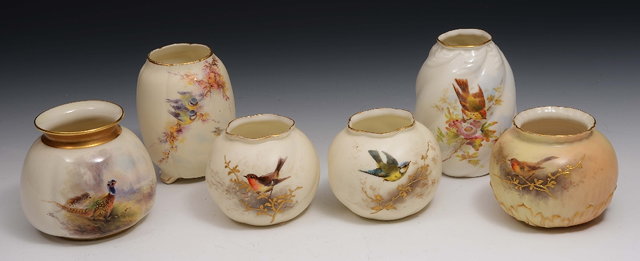 Appraisal: A collection of six Royal Worcester and Grainger and Co