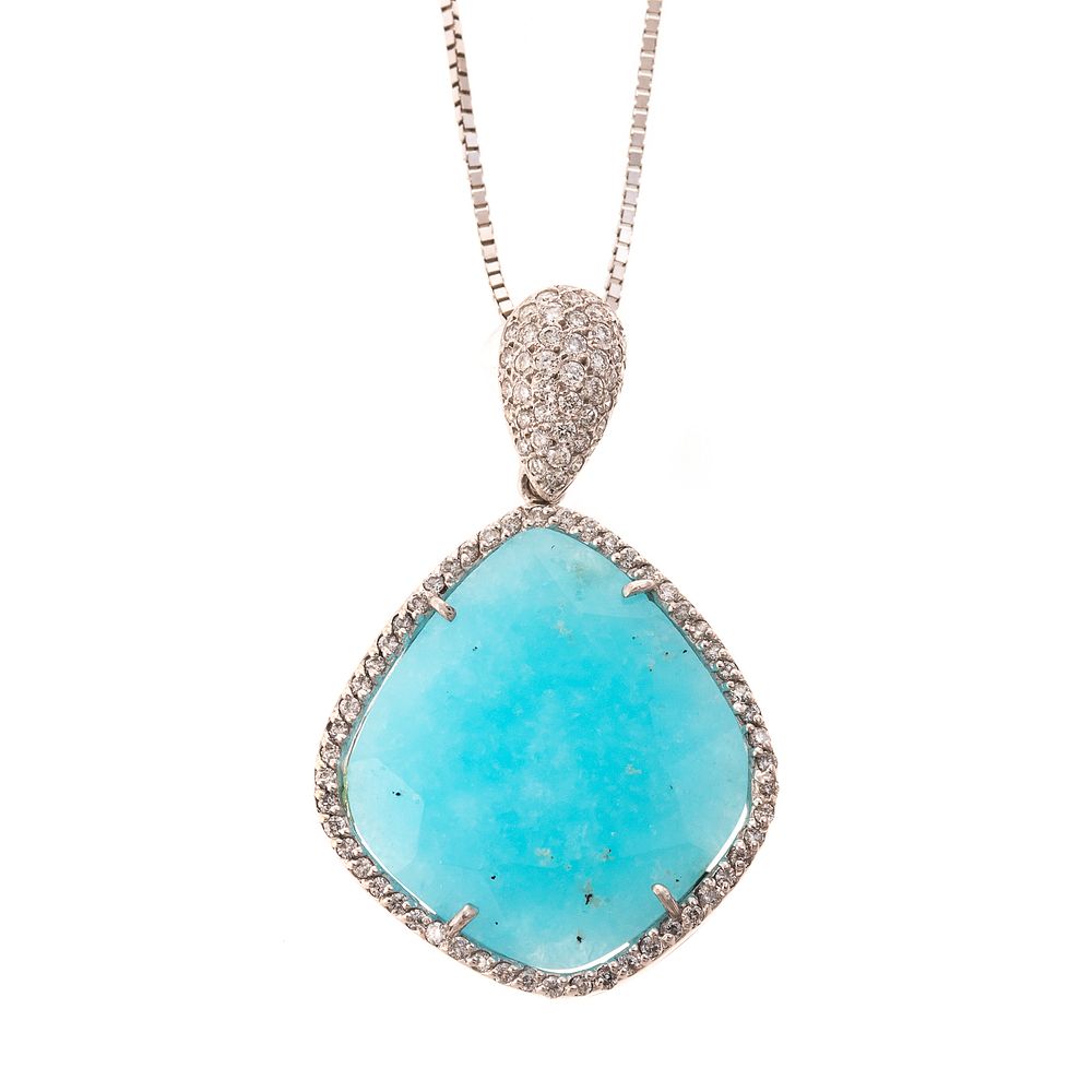 Appraisal: An Aquamarine Diamond Pendant in K White Gold K white