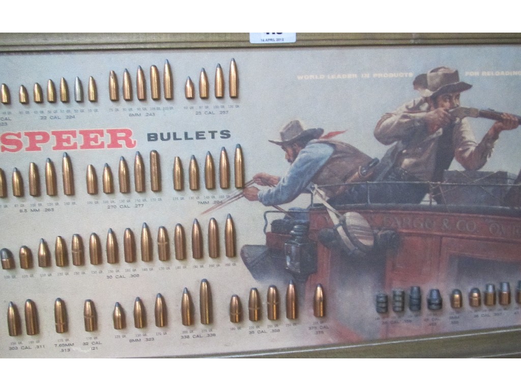 Appraisal: Framed 'Speer' bullet display