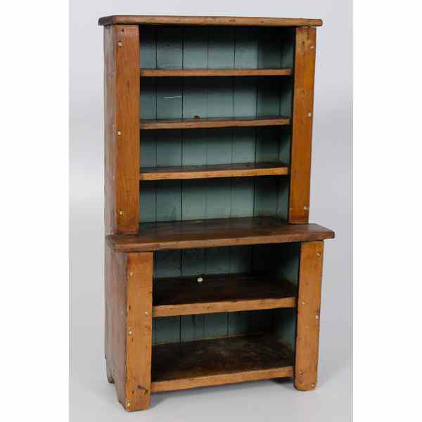 Appraisal: Miniature Pine Step Back Cupboard American a early miniature step