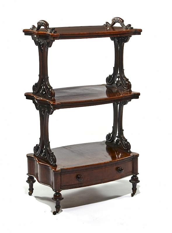 Appraisal: th c English rosewood three tier stand th c English