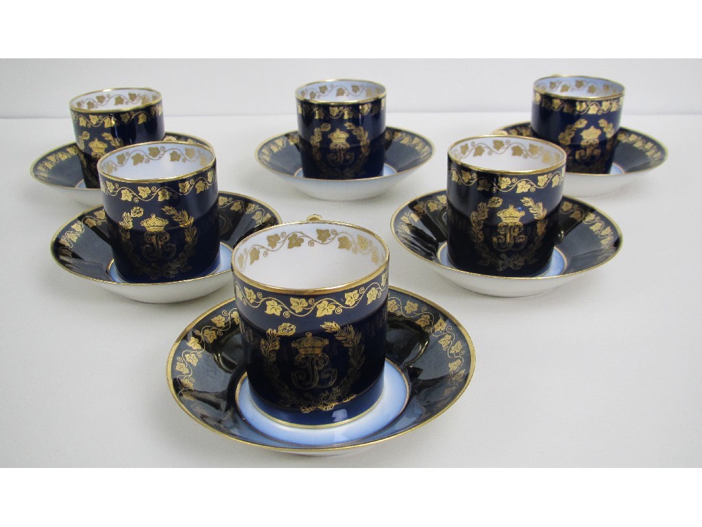 Appraisal: A Sevres pattern set of six coffee cans and saucers