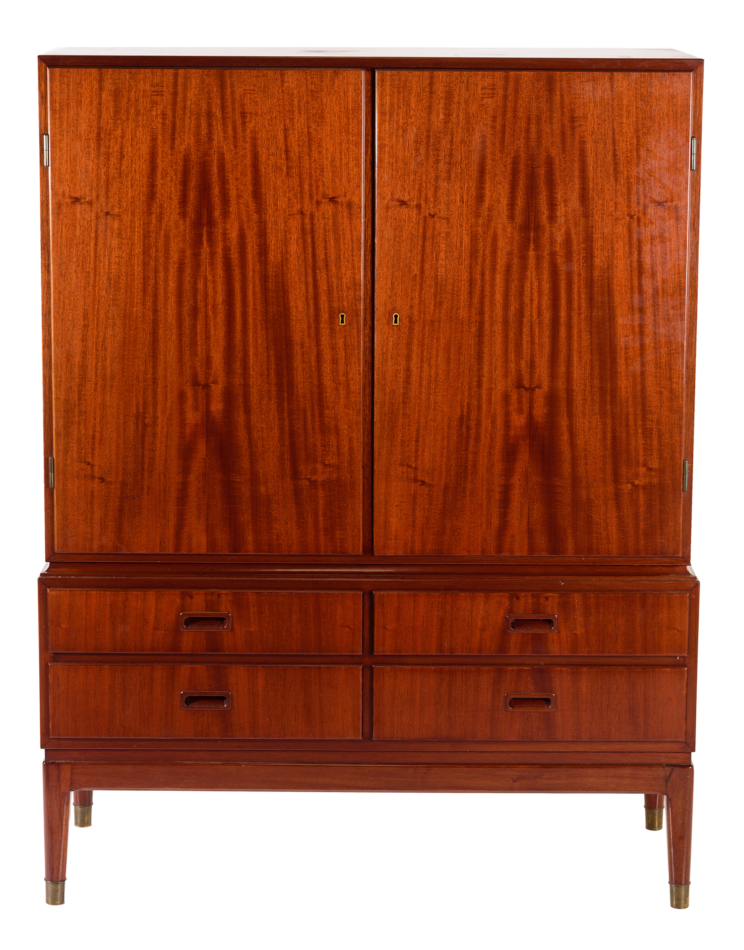 Appraisal: MID CENTURY CHEST WITH LOW LINE DRAWERS Top cupboard with