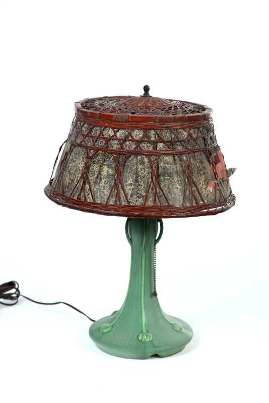 Appraisal: ARTS CRAFTS TABLE LAMP Marked for Hampshire Pottery New Hampshire