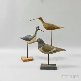 Appraisal: Three William Kirkpatrick Carved and Painted Wooden Shorebirds th century