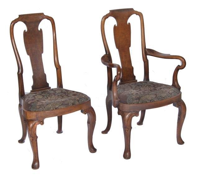 Appraisal: A SET OF SIX GEORGE I STYLE WALNUT DINING CHAIRS