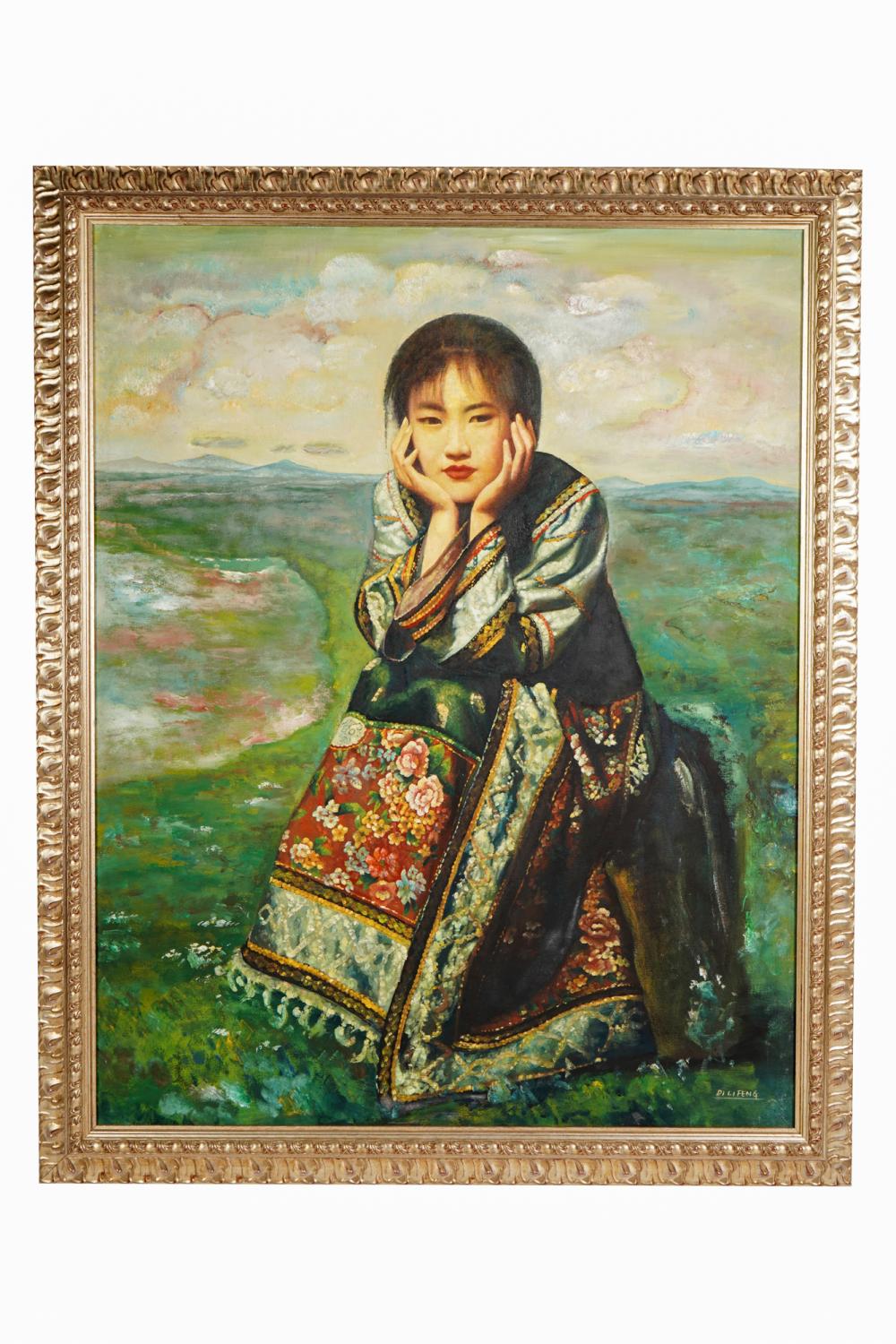 Appraisal: DI LI FENG B PORTRAIT OF A GIRLoil on canvas