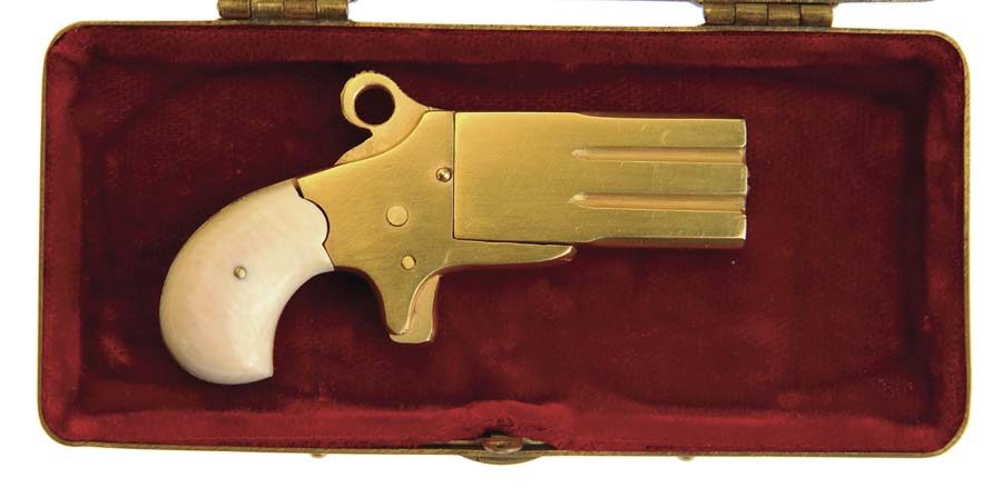 Appraisal: MINIATURE FRANK WESSON SWIVEL BREECH DERRINGER Beautifully detailed - gold