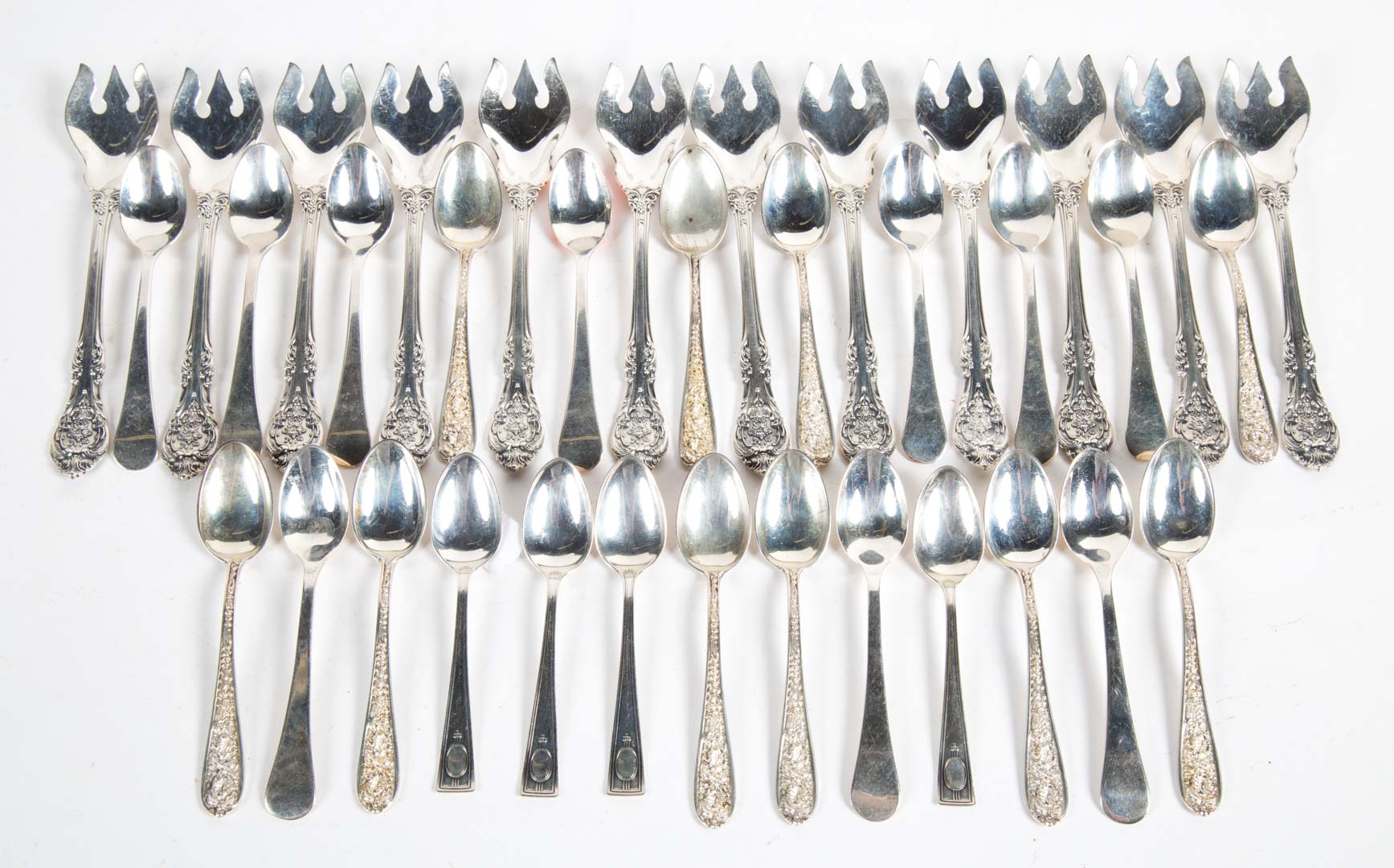 Appraisal: American sterling silver flatware comprising Gorham ice cream forks Stieff