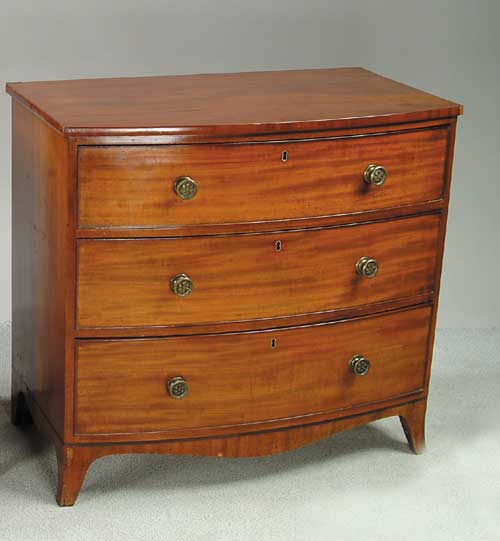 Appraisal: GEORGE III MAHOGANY SMALL BOWFRONT CHEST Last quarter of the