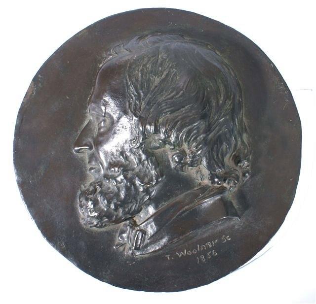 Appraisal: THOMAS WOOLNER - - A bronze portrait relief of Robert