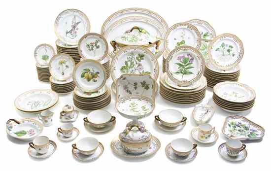 Appraisal: A Royal Copenhagen Flora Danica Porcelain Partial Dinner Service comprising