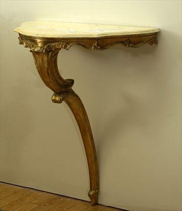 Appraisal: Louis XV-Style Carved Giltwood Console Table with Faux Marble Top