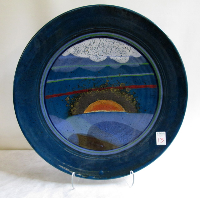 Appraisal: WALLY SCHWAB CERAMIC PLAQUE Oregon th century Sun and Blues