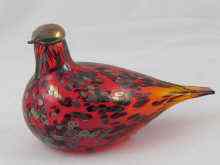 Appraisal: A Finnish art glass model of a bird in red