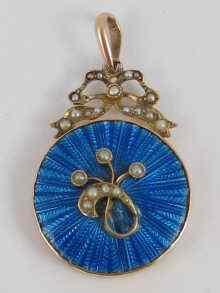 Appraisal: A yellow metal tests carat gold and blue enamel locket