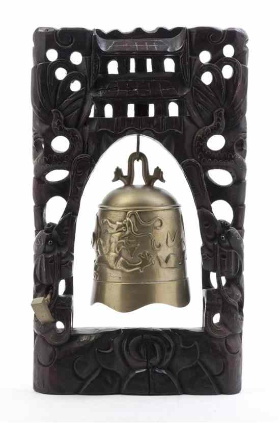 Appraisal: An Chinese Bronze Bell having a central band with raised