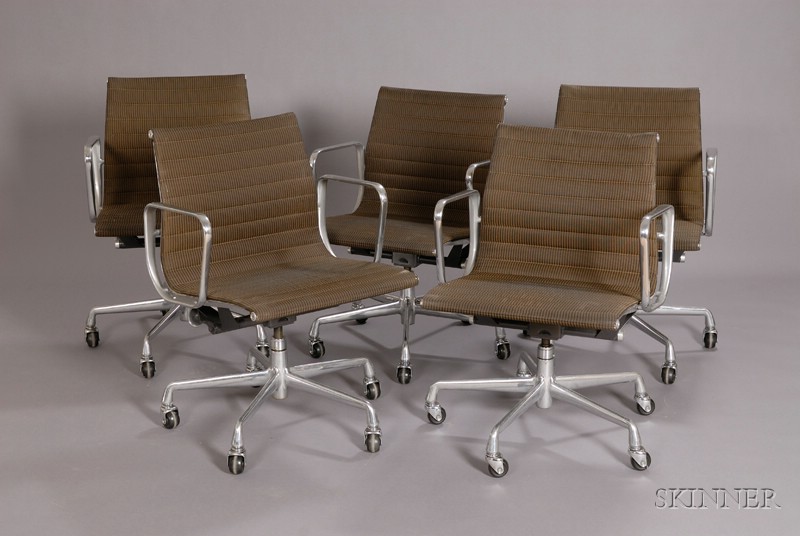 Appraisal: Five Charles and Ray Eames Aluminum Group Chairs Seagram Collection