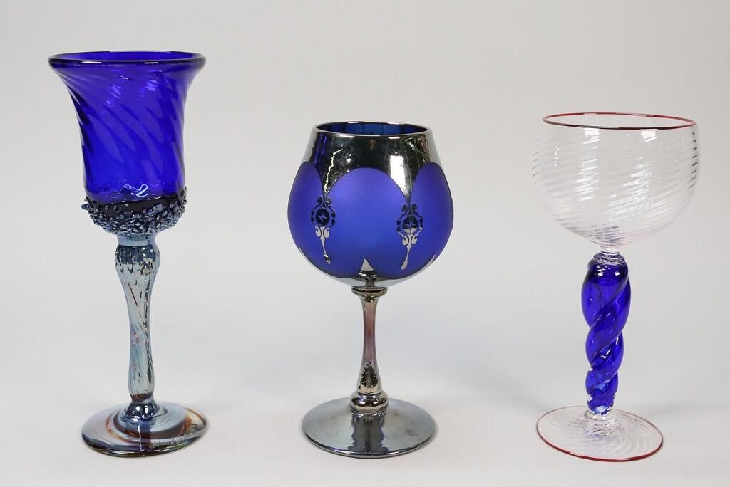 Appraisal: PIECES COBALT ART GLASS STEMWARE pieces cobalt art glass stemware