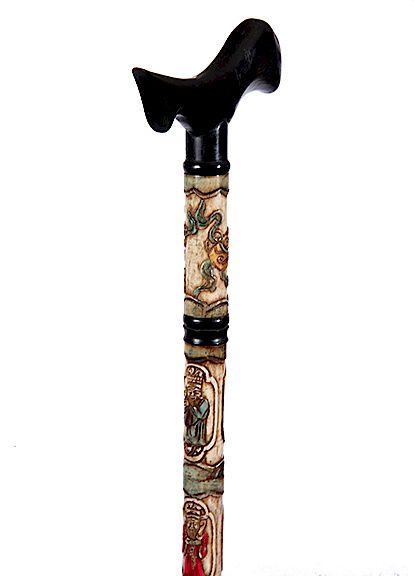 Appraisal: Chinese Bone Dress Cane Ca - A stylized black horn