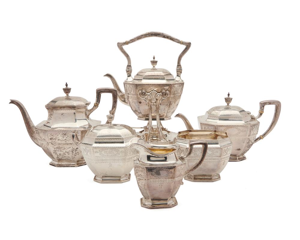 Appraisal: J E Caldwell Co Six Piece Silver Coffee and Tea