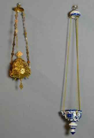 Appraisal: Religious Incense BurnersTo include a Delft blue and white example