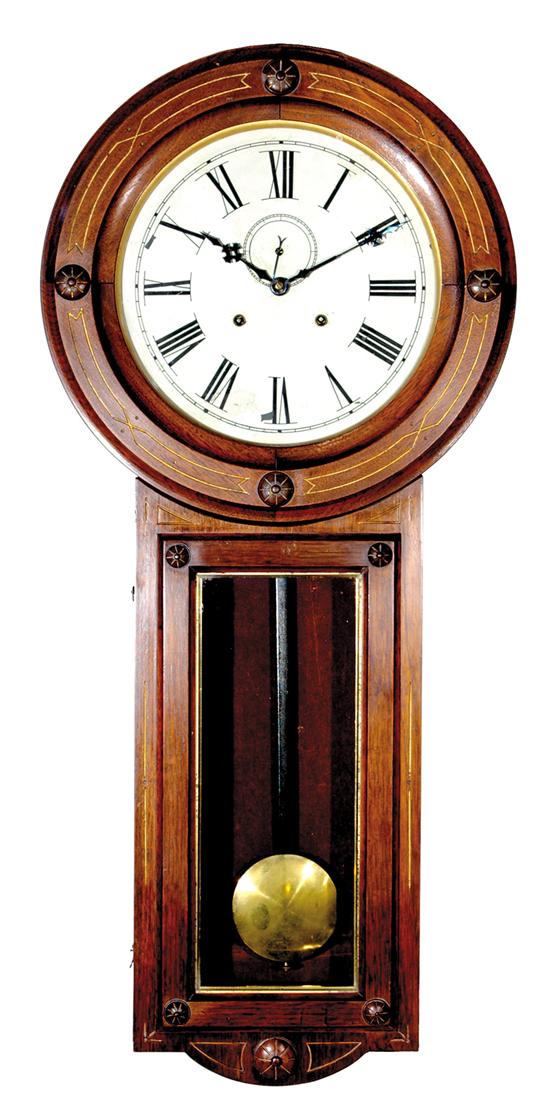 Appraisal: Jerome Co -day regulator clock circa walnut case with glazed