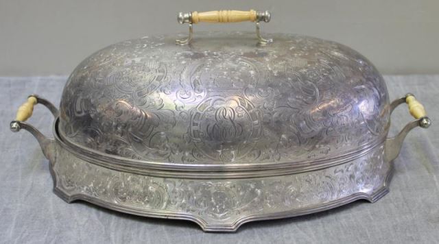 Appraisal: STERLING Bailey Banks Biddle Co Meat Dome Monogrammed and beautifully