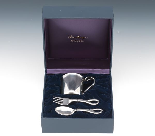 Appraisal: Tiffany Co Sterling Baby Set x x box Three sterling