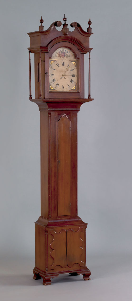 Appraisal: Pennsylvania Chippendale walnut tall case clock ca having a broken