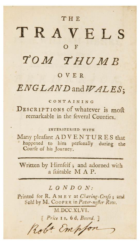 Appraisal: COOPER Mary publisher Travels of Tom Thumb over England and